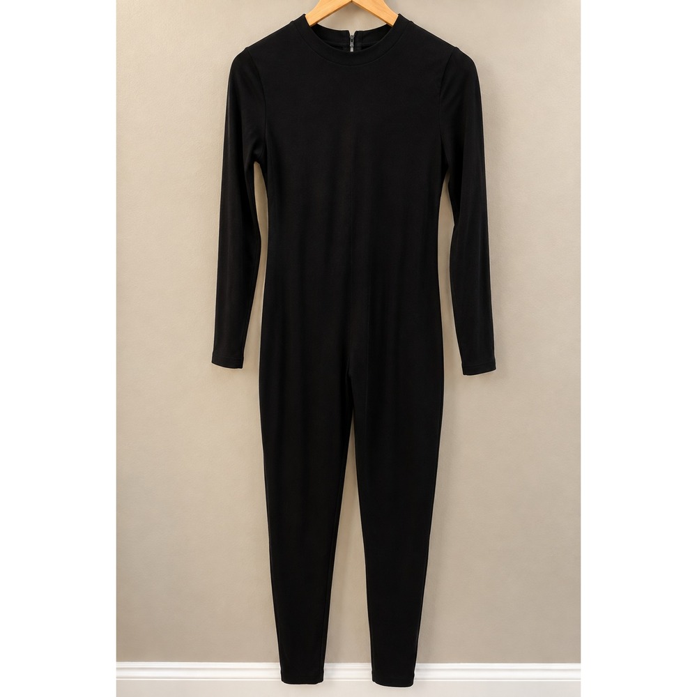 SKIMS Sz L Power Cat Suit L/S w/ Pants Black One Piece Second Skin Kardashian